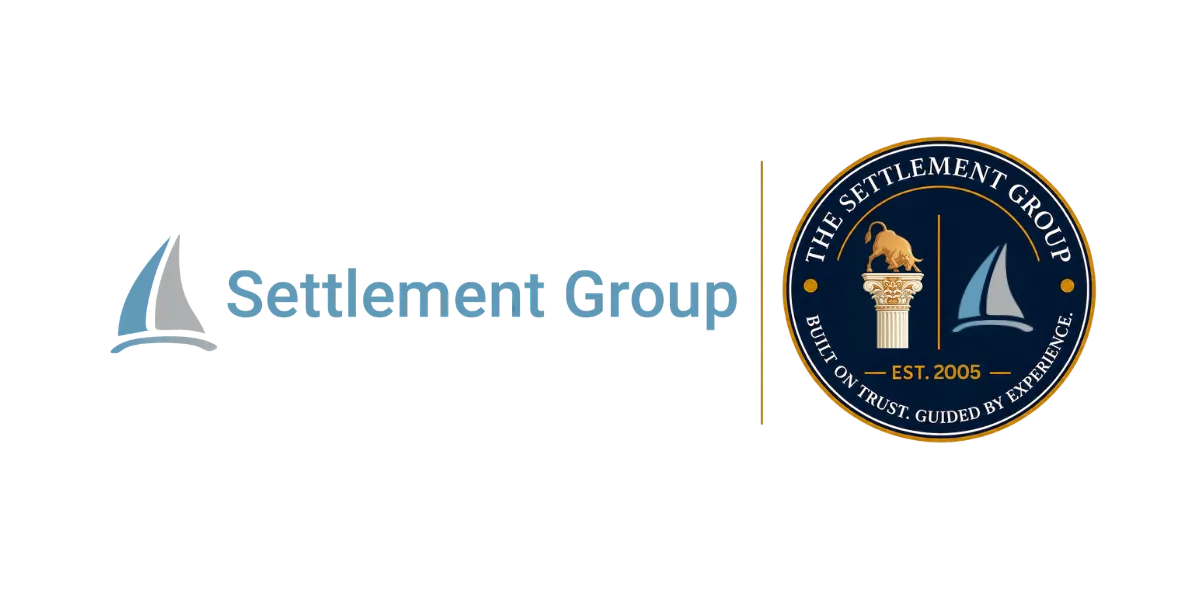 Settlement Group logo and The Settlement Group heritage badge, est. 2005
